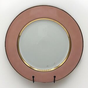 Fitz & Floyd Renaissance Dinner Plate Peach Wide Gold Verge Line VTG 1978